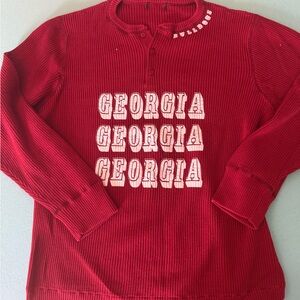 Georgia Graphic Waffle-Knit Women's Sweater - Red
